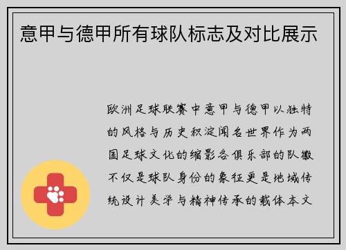 意甲与德甲所有球队标志及对比展示